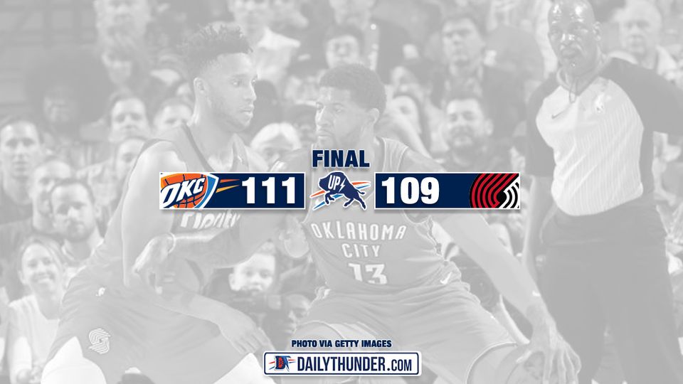 Thunder Win in Portland for First Time Since 2014, Top Blazers 111-109