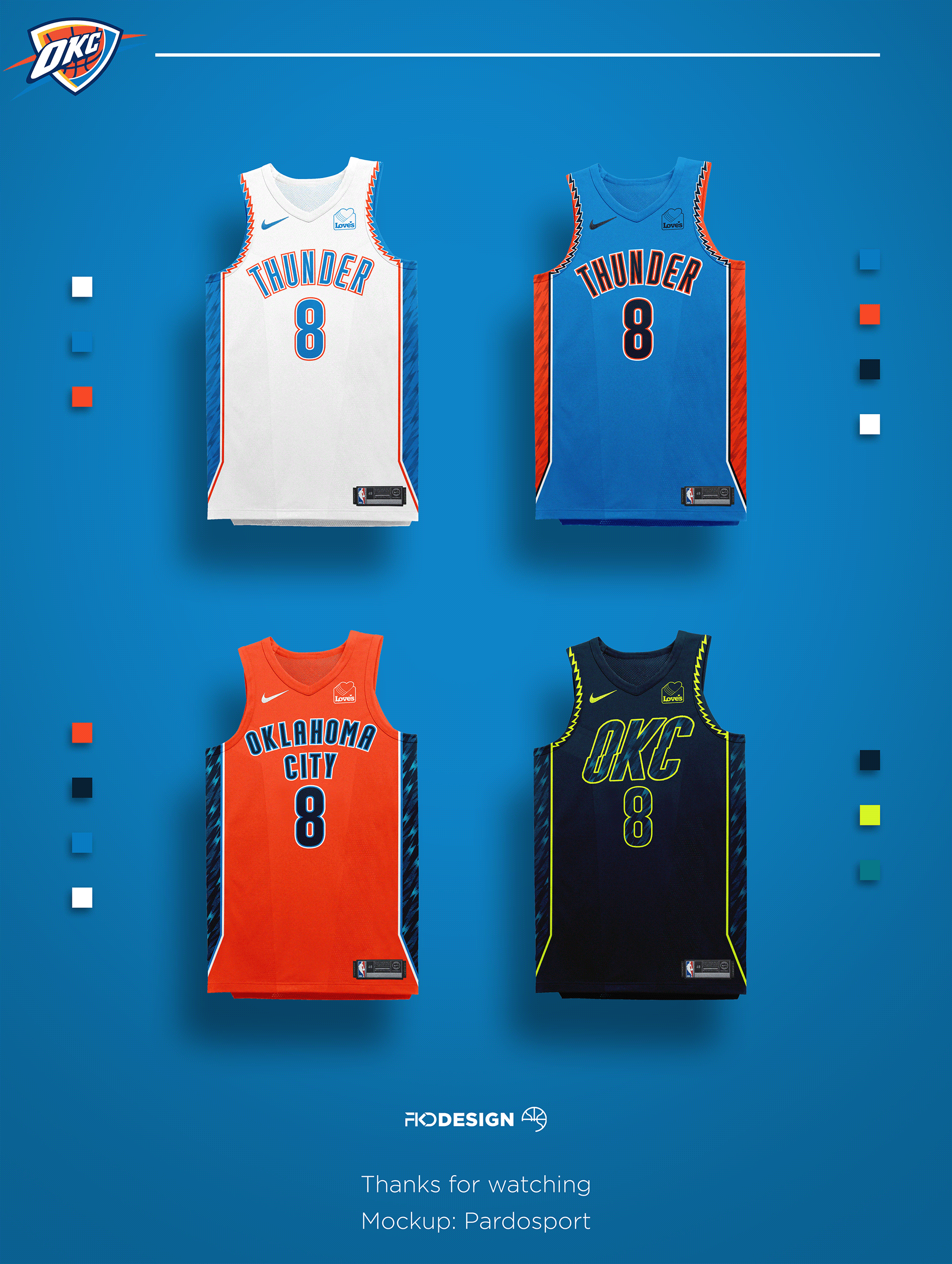 Oklahoma City Thunder Home Uniform  Oklahoma city thunder, Basketball  design, Thunder